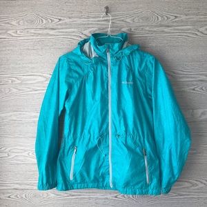 Columbia Womens Blue hooded zip up windbreaker